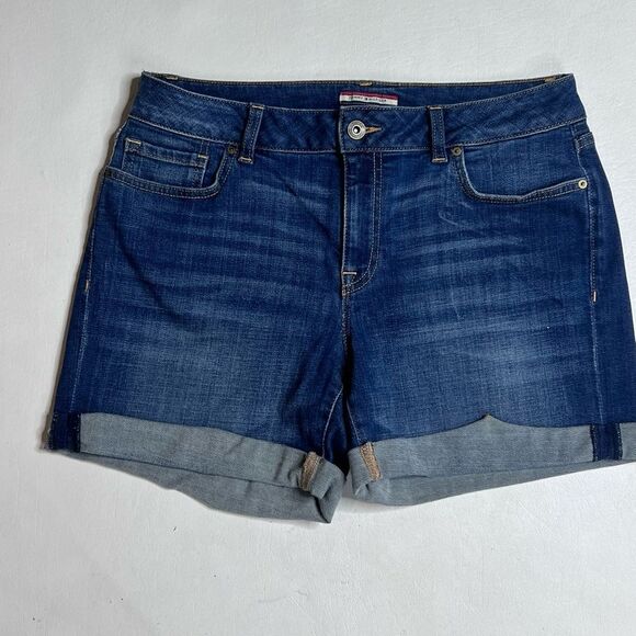Tommy Hilfiger Blue Jean Shorts with Cuffed Hem - Picture 1 of 4